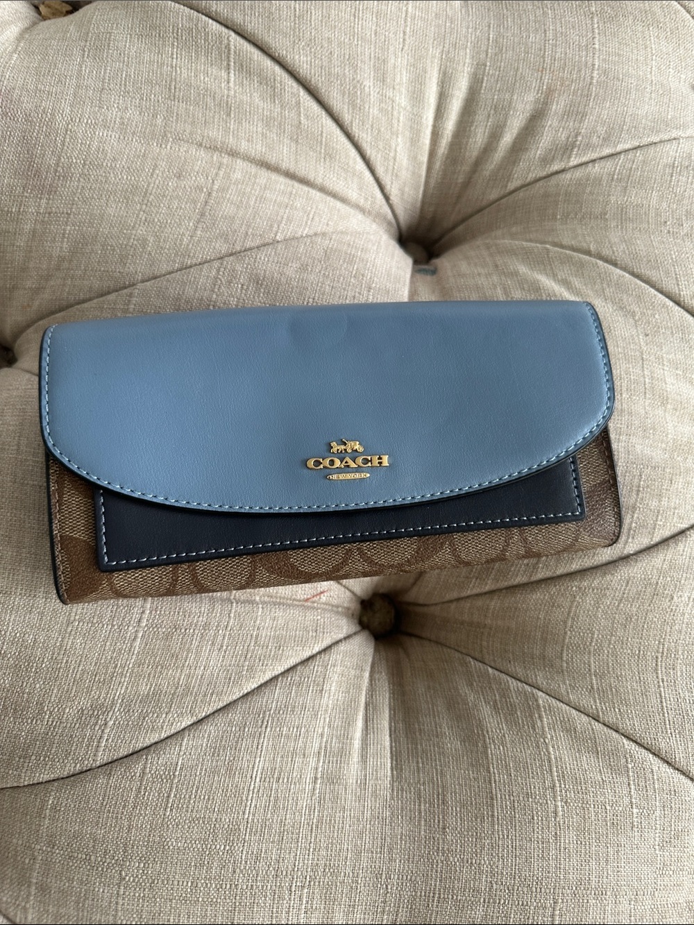Coach Continental Wallet in Blue, Black and Brown